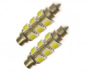 Kraftig 42mm C10W LED Spolepære med 12 SMD – Xenon Hvid 6000K