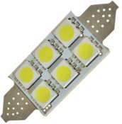 Diodelampe 12V 6xSMD 42mm Xenon hvid Festoon/spole lampe