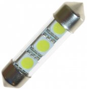 Diodelampe 12V xenon hvid 3xSMD 36mm spolelampe