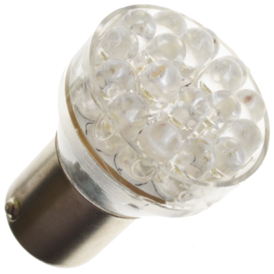 Diodelampe BA15 12V hvid 24 dioder