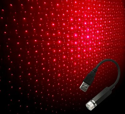 USB-stjerneprojektor - rød/lilla stjernehimmel