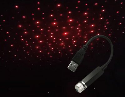 USB-stjerneprojektor - rød/lilla stjernehimmel