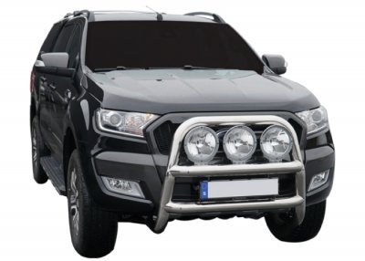 Frontbøjle i rustfrit stål til 3 ekstra lygter til Ford Ranger fra 2016-2019