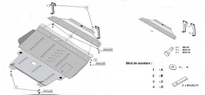 Eksploderet visning af Sumpplade til Ford Fiesta, modelår 2009-2017