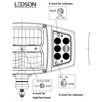 LEDSON Plovlys i LED med fuldt, dyppet, positionslys og indikator | 80W | Glas med varme!