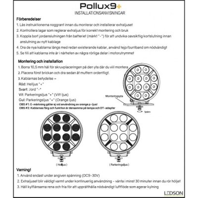 Pollux9+ Gen 2 LED Extra Light 218 mm (9") - 120W