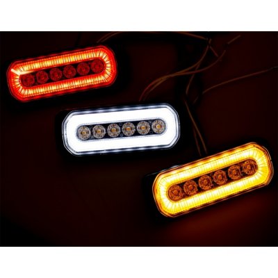 LED-blinklys med halo-ring i hvid, rød og orange | ECE R65/R10/R91 | 12-24V