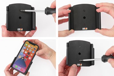 Brodit Phone Holder - Justerbar holder til enheder med skal/skind | Bredde 75-89 mm | Tykkelse: 8-12 mm