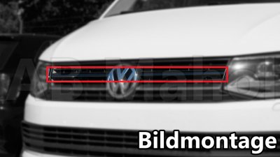 Øvre grill i rustfrit stål (Gun Metal Black) til VW T6 2016-2019 med lakeret kofanger