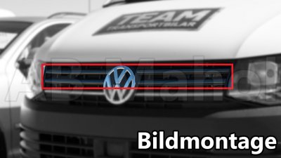 Overgrill i rustfrit stål (Gun Metal Black) til VW T6 2016-2019 med umalet kofanger
