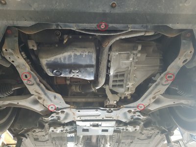 Fastgørelsespunkter til Sumpplade Volvo V60 2011-2017