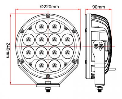 Ekstra lys LED 9 tommer