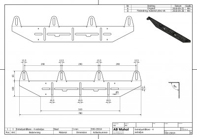 Beslag til ekstra lys til 3, 4 eller 5 ekstra lys (240 mm)