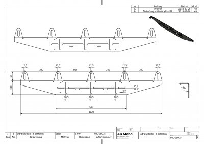 Beslag til ekstra lys til 3, 4 eller 5 ekstra lys (240 mm)
