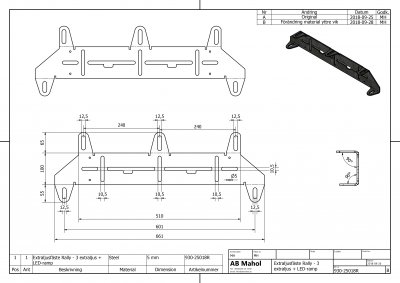 Ekstra lygtebeslag til 3 ekstra lygter (240 mm) + 20" LED-rampe