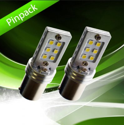 LED-lampe BA15s xenon hvid 12stk dioder
