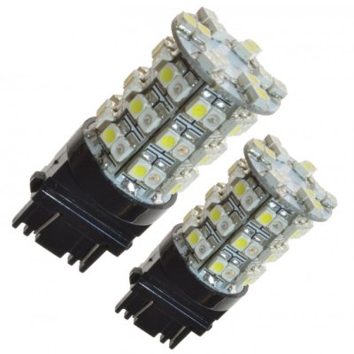 2-pak diodelamper hvid/orange 3157/P27/7W 60SMD