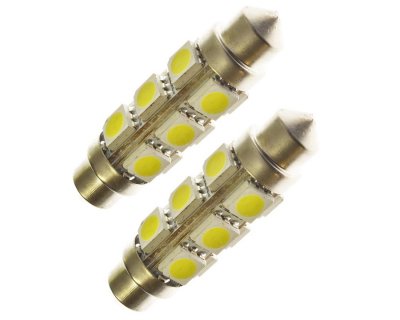 Kraftig 42mm C10W LED Spolepære med 12 SMD – Xenon Hvid 6000K