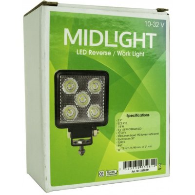 Midlight LED arbejds-/baglygte - 7,5W, E-mærket, projektørbelysning