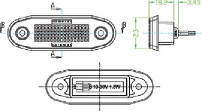 Boreman LED sidemarkeringslys til indbygget installation | 10-30V