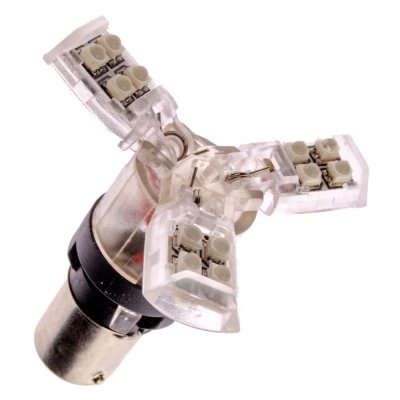 Diode-lampe 12V 18xDiode 3-fløjet rød BA15s