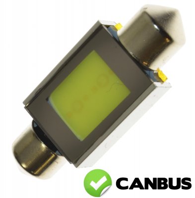 Diodelampe 12 V 1xCOB xenon hvid 39 mm spolelampe