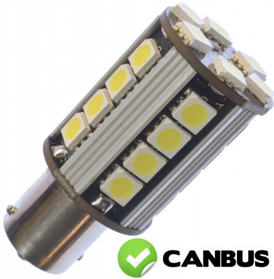 Diodelampe 12V 26xSMD Canbus xenon hvid BA15s