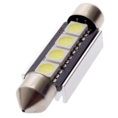 Diodelampe 12V 4xSMD Xenon hvid 42mm Festoon/spool-lampe