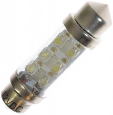 Diodelampe 12V 6xDiode Varm Hvid 39mm spolelampe