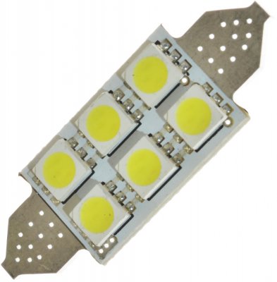 Diodepære 12V 6xSMD 42mm Blå Festoon/spirallys
