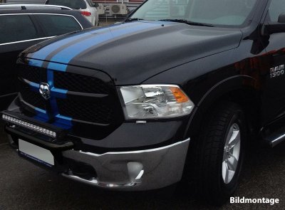Beslag til ekstralygter i rustfrit stål med sort pulverlakering til 3 ekstralygter til Dodge Ram 1500 2010-