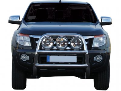 Frontbøjle i rustfrit stål til 3 ekstra lygter til Ford Ranger fra 2012-2015