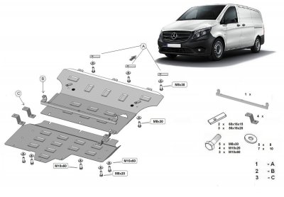 Sumpplade til Mercedes-Benz V-Class fra 2014-2024