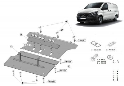Sumpplade til Mercedes-Benz V-Class fra 2014-2024