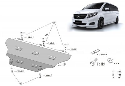 Sumpplade til Mercedes-Benz V-Class fra 2014-2024