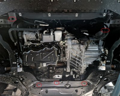 Fastgørelsespunkter for Sumpplade Volkswagen Transporter T7 fra 2024-