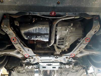 Fastgørelsespunkter til Ford Galaxy Sumpplade fra 2006-2014