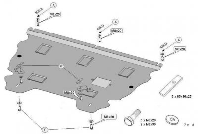 Eksploderet billede af Ford Galaxy 2015- Sumpplade