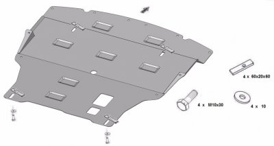 Eksploderet visning af Sumpplade Nissan X-Trail 2014-2021