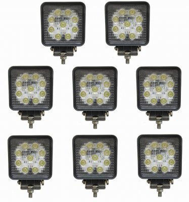 Firkantet LED-arbejdslampe - 27W | 9-32V