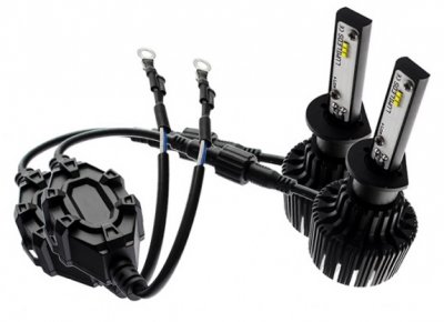 LED forlygtepærer H1 6000K - Komplet pakke.