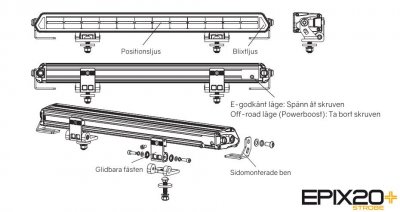 LEDSON EPIX20+ Strobe LED Ramp - 510 mm (20), 180W, Powerboost, 9-36V, Flash Light