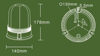 LEDSON Roterende LED-blitzlys | 36W | ECE R65