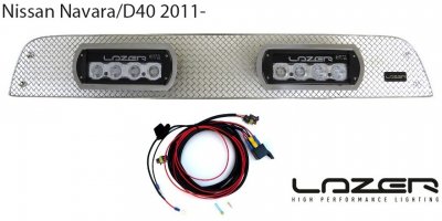 Nedre grill inkl. 2 Lazer ST-4 til Nissan Navara D40 2011-2014