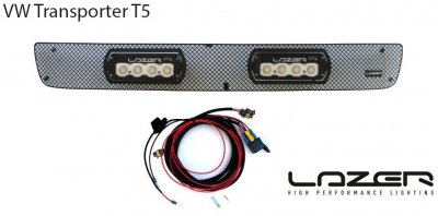 Nedre grill inkl. 2 Lazer ST-4 til VW Transporter T5 2010-2015