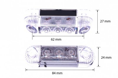 Transparent positionslys i LED | 12V/24V 84x24x25mm
