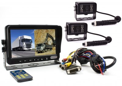 Bakkamera system splitscreen 7 tommer 2 standard kameraer