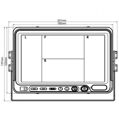 Bakkamera system splitscreen 7 tommer 2 standard kameraer