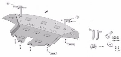 Eksploderet visning af Hyundai Tucson Sumpplade fra 2015-2020