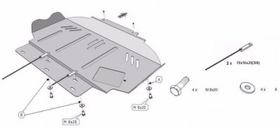 Eksploderet billede af Nissan Navara/D40 2005-2015 Sumpplade